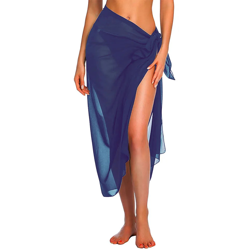 Női hosszú, rövid sarongos fürdőruha, takarók, nyári strandbikini, áttetsző, rövid szoknya, sál fürdőruhához, takarókhoz