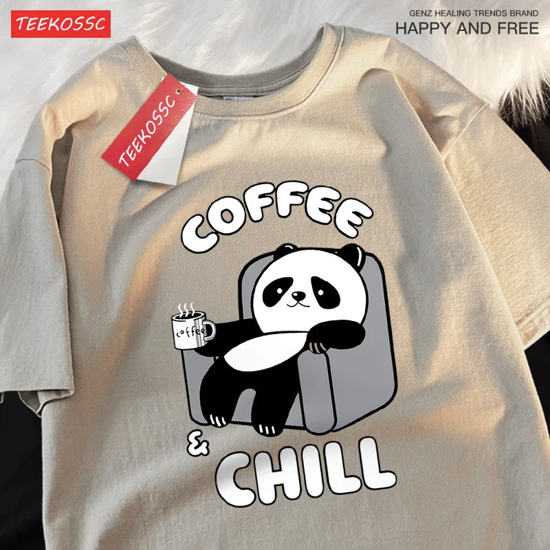 Kávé Panda Élvezi az időt Pólók Férfi Női