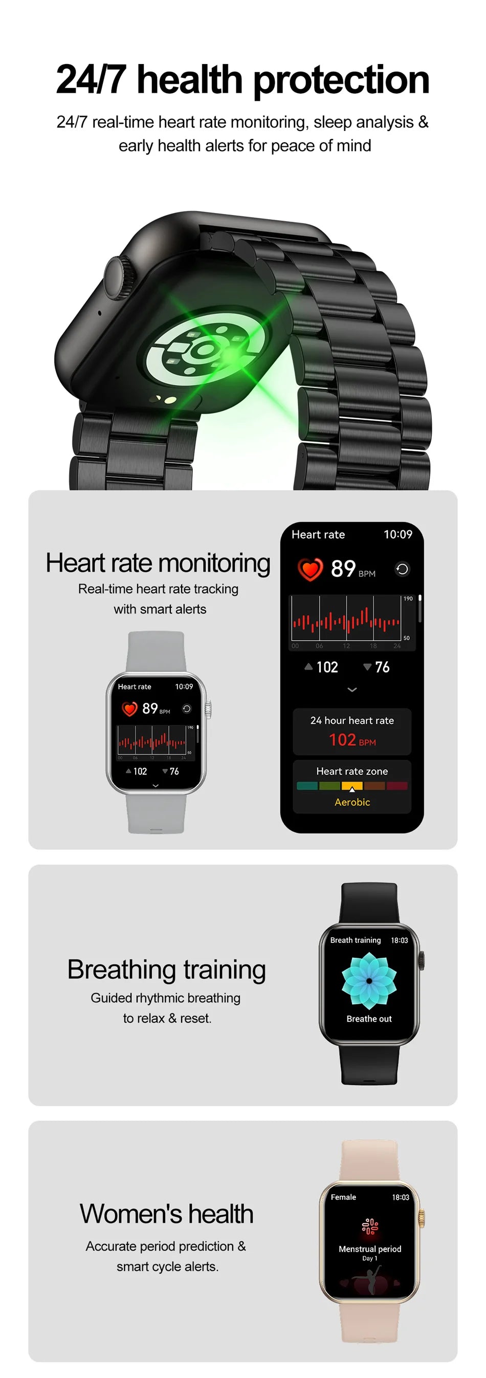 Új okosóra nőknek, teljes érintőképernyős, Bluetooth hívás, vízálló órák, sport fitneszkövető, okosóra hölgyeknek, Reloj Mujer