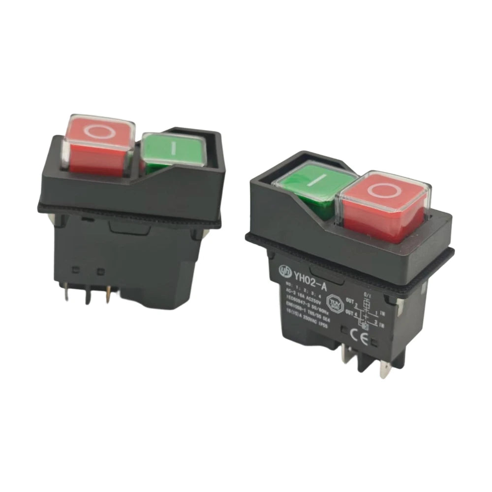 YH02-A 4/5 tűs elektromágneses indító nyomógombos kapcsolók 16A AC250V IP55 vízálló kerti szerszámgép, KJD17 helyettesítésére