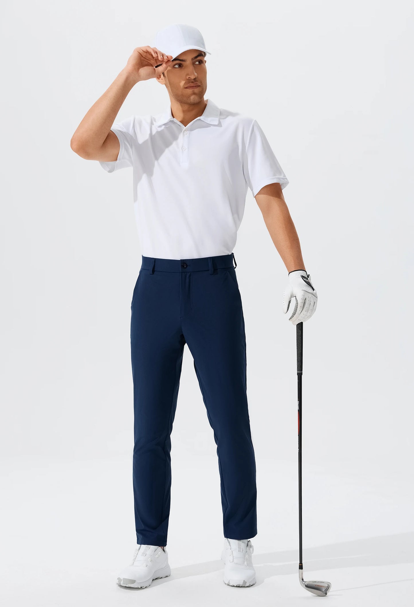 Férfi lezser golfnadrág, rugalmas, vékony, egyenes, könnyű, minőségi üzleti nadrág, golf sportnadrág, 30-34-es belső szárhossz