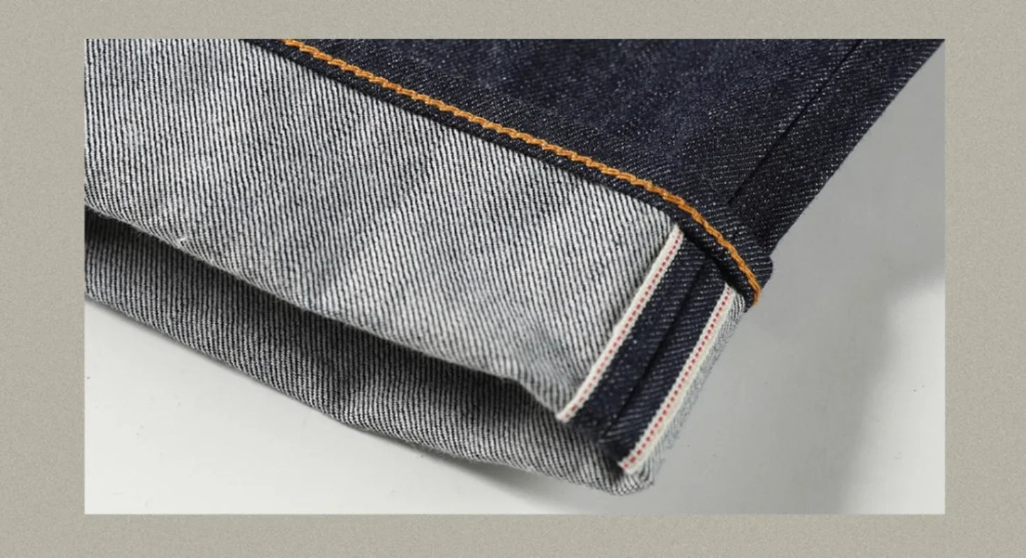 Piros Tornado 55501 Laza Egyenes Fazonú Férfi Farmer Raw Selvedge Farmer Nadrág Amekaji
