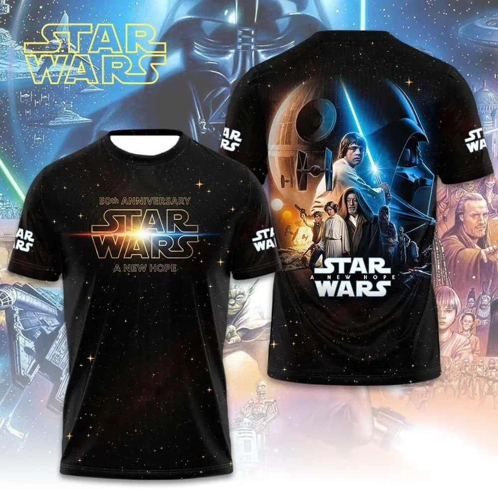 Star Wars 50. évfordulós póló, 3D nyomtatott, klasszikus karakteres sisakmintás, lélegző, gyorsan száradó, unisex hétköznapi sportpóló