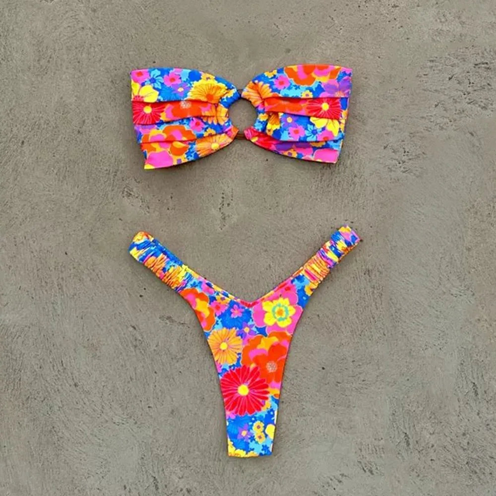 Micro Bikini Push Up Női Fürdőruhák 2026 Szexi Női Fürdőruha Brazil Bikini Szett tanga Biquini Fürdőruhák Nyomtatott Strandruha