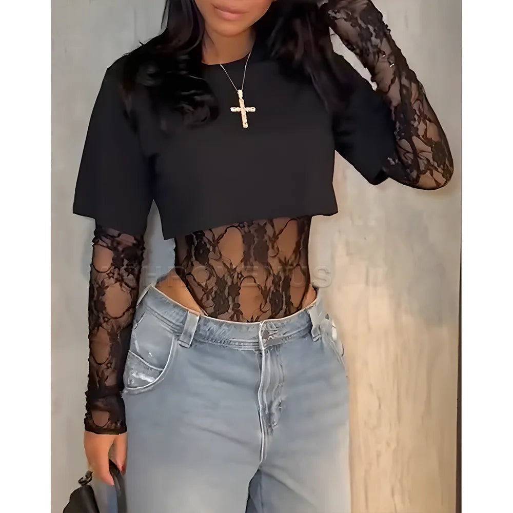 Szexi csipkés body, kétrészes szett, női divatos fehérnemű, Y2K utcai viselet, lezser nyári ruhák, S-XXL méret