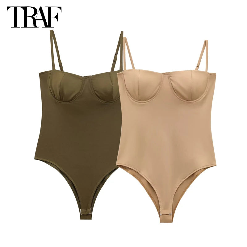 MUJER Szexi szatén body Női Hát nélküli Bustier Top Női Szexi Ruhák Fehérnemű Bodyk Női Ujjatlan Női Top Body