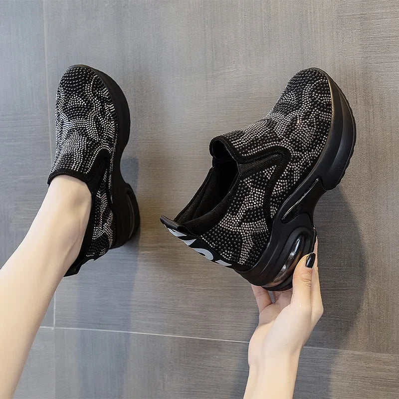 2023 Női Cipők Ősz Új Hétköznapi Kis Fehér Cipők Strasszos Platform Sport Légpárnás Cipő Plus Size Zapatos De Mujer