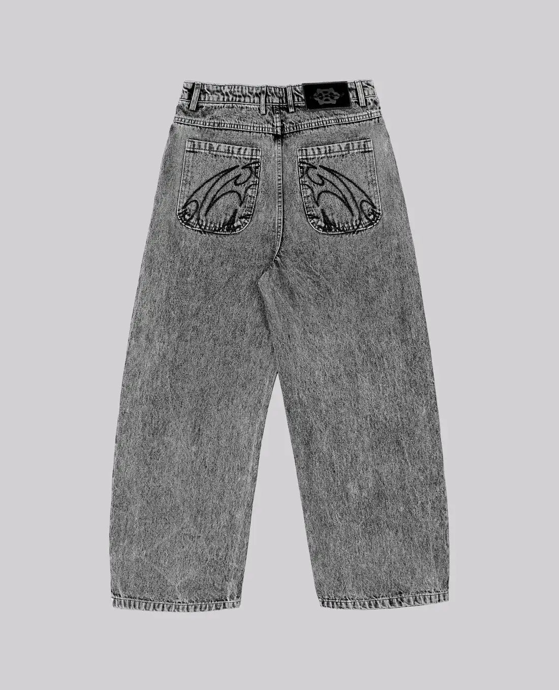 90-es évekbeli retró utcai hímzésű farmernadrág férfi R&B egyszínű laza egyenes  hip-hop punk stílusú férfi farmernadrág