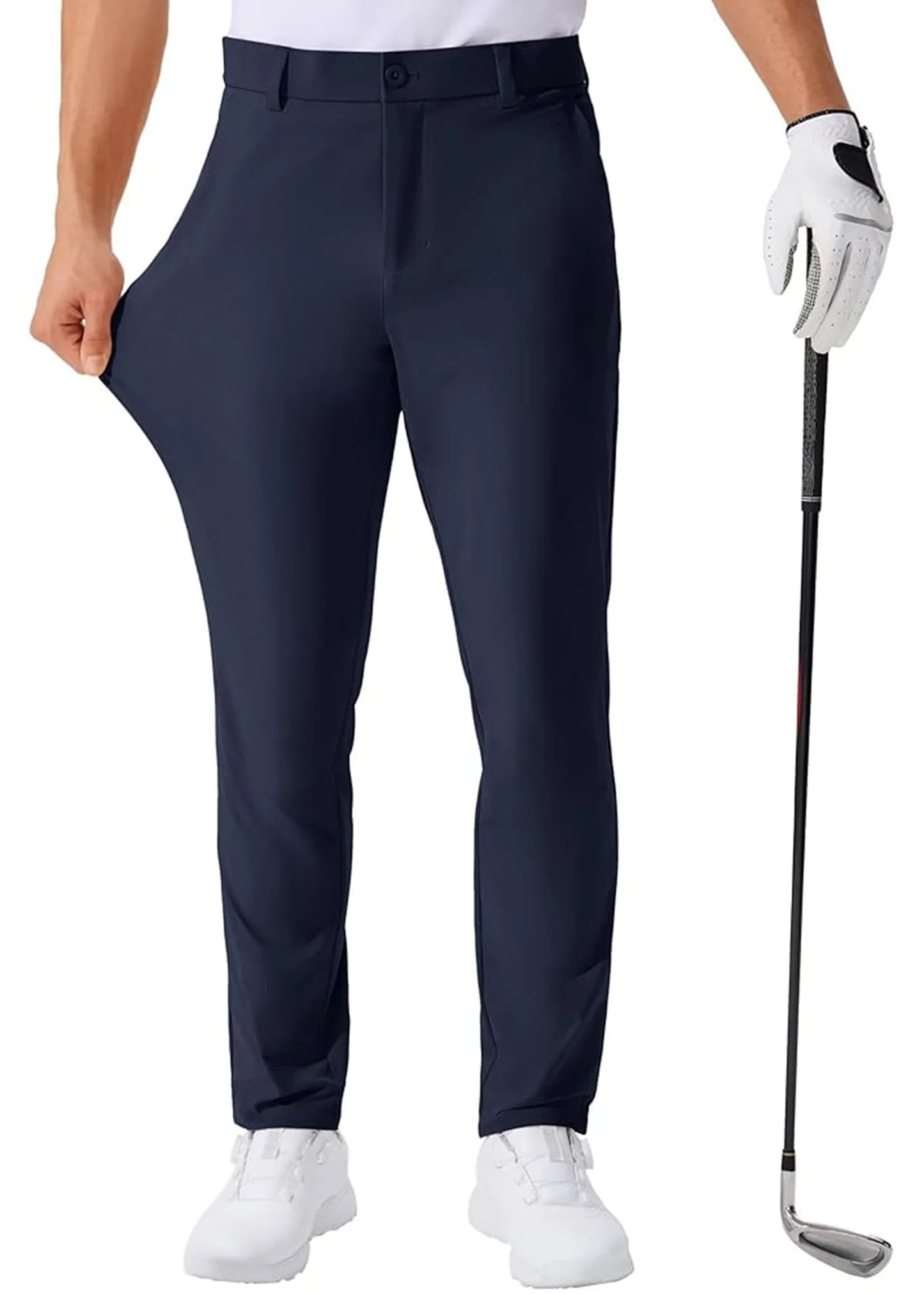 Férfi lezser golfnadrág, rugalmas, vékony, egyenes, könnyű, minőségi üzleti nadrág, golf sportnadrág, 30-34-es belső szárhossz