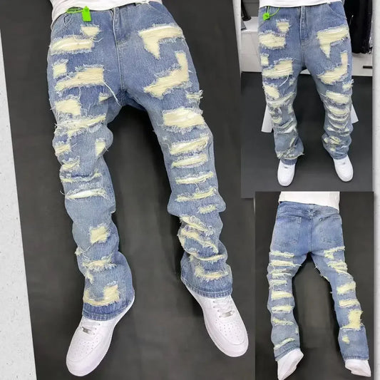Vintage amerikai stílusú farmer, High Street, szakadásálló, tiszta szabású, farmernadrág, hiphop, kultúra, történelem ihlette