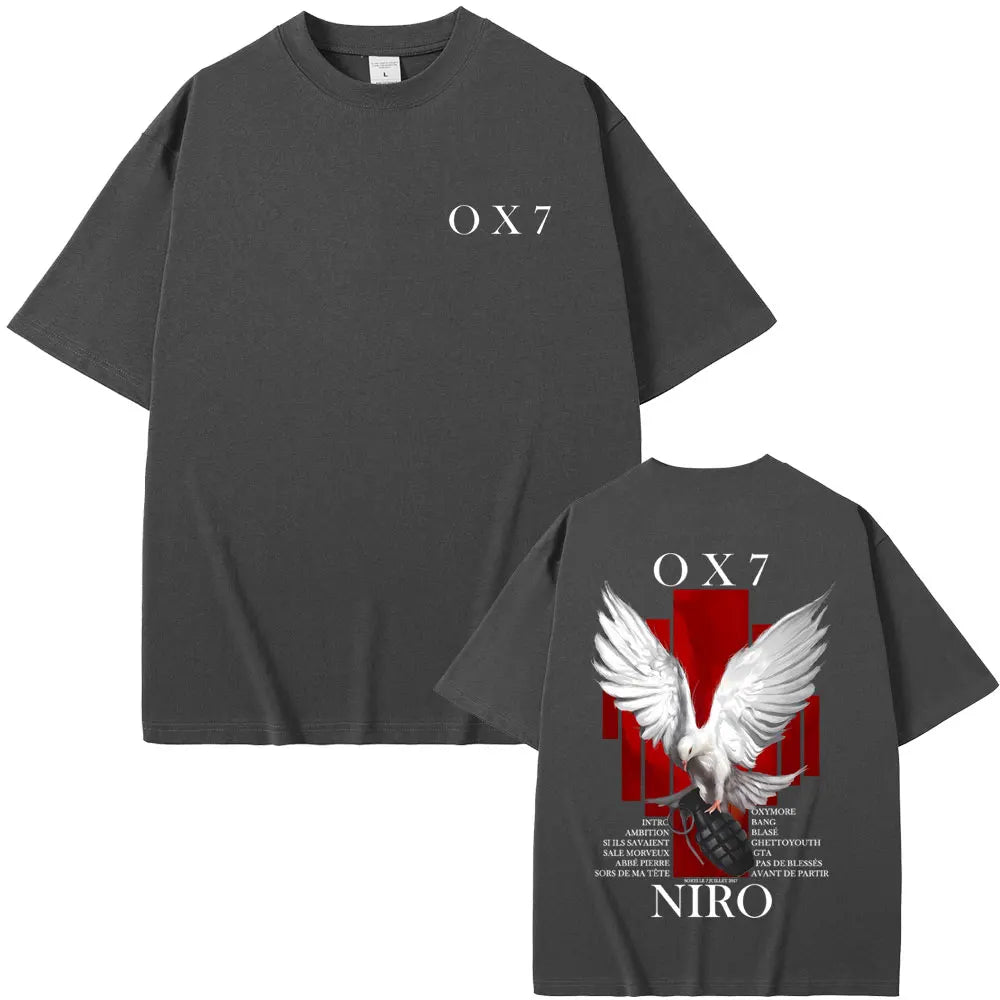 Rapper Niro OX7 album grafikus póló férfi női hiphop divat