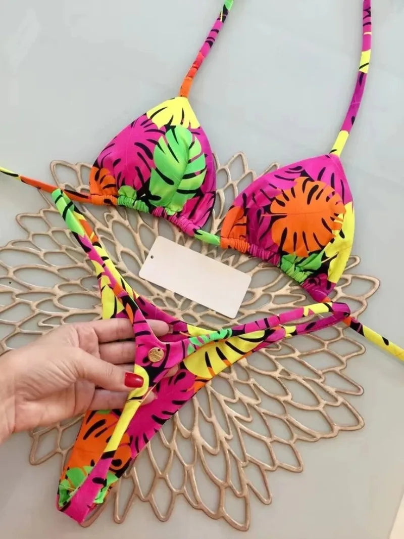 Új bikini női fürdőruha strandnyaralás fürdőruha leopárdmintás szexi bikini szett strandruha fürdőruha tanga fürdőruha biquinis