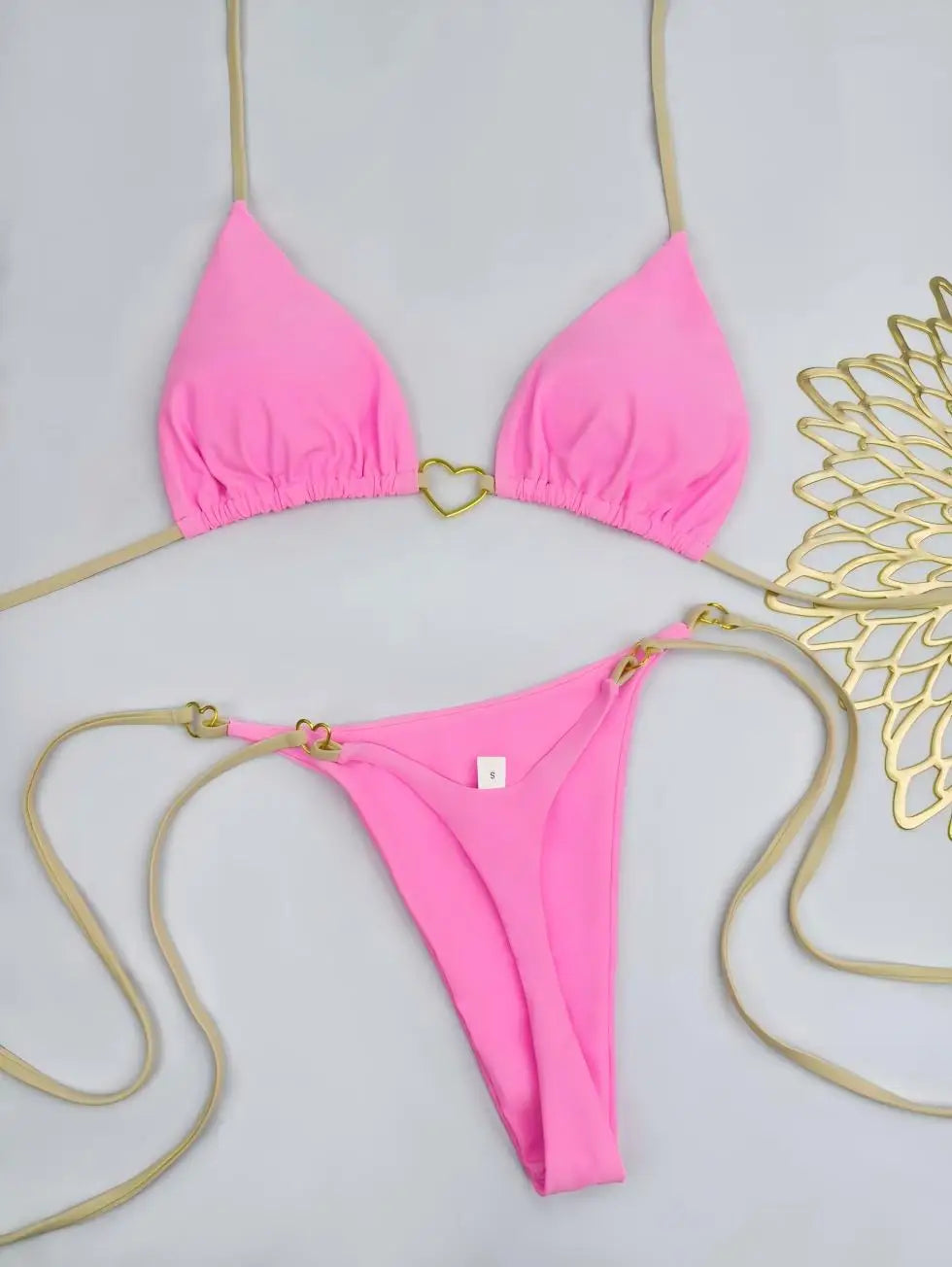 Új, egyszínű, fehér bikini női öltöny, alacsony derekú, fűzős, divatos, kétrészes fürdőruha szett