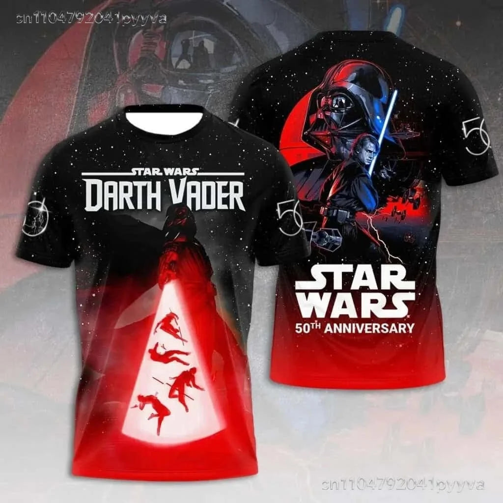 Star Wars 50. évfordulós póló - Férfi és női, gyerek, hétköznapi, partira és tematikus eseményre való, mintás, nyári rövid ujjú felső