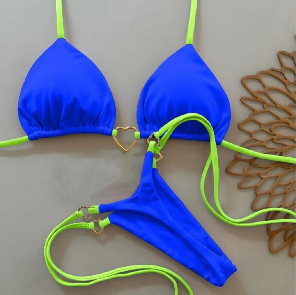 RUOTONSEPT Szexi Pántnélküli Egyszínű Bikini Szett Női Fürdőruha Kétrészes Háromszög Tanga Fürdőruha Brazil Bikinik