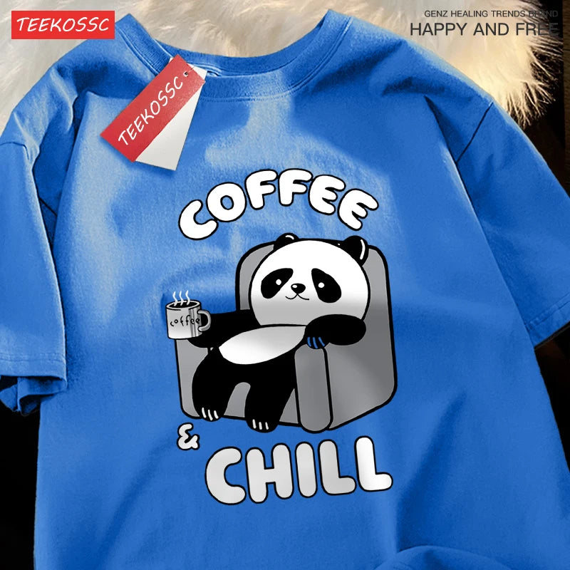 Kávé Panda Élvezi az időt Pólók Férfi Női