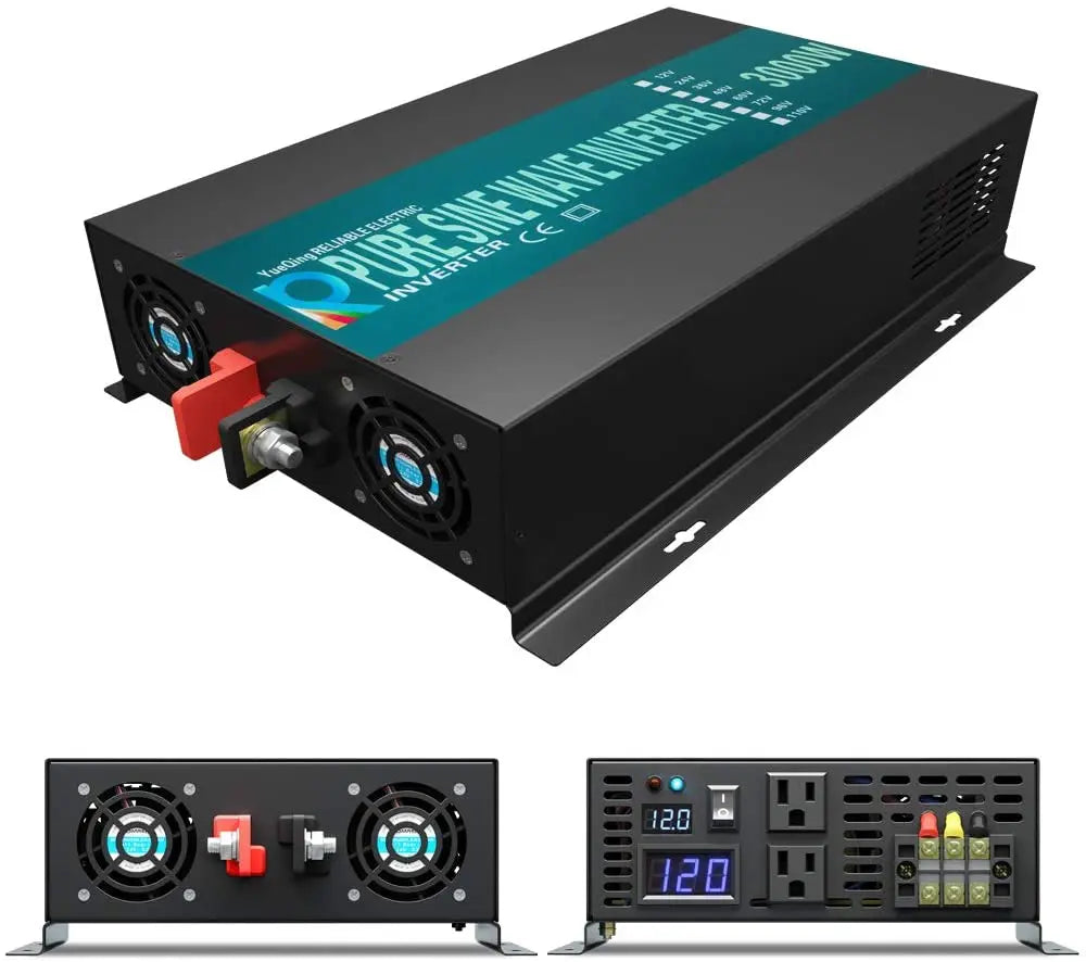 Megbízható tiszta szinuszhullámú napelemes inverter 1000W/1500W/2000W/2500W/3000W/5000W 12V/24V/48V DC - 120V/220VAC tápegység-átalakító