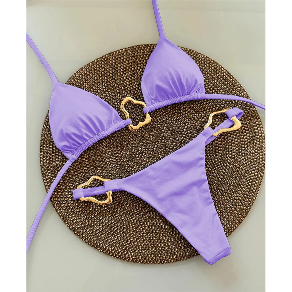 Szexi, pántnélküli, mikro bikini 2025 női fürdőruha, egyszínű, tanga bikinik, brazil strandruha, biquini női