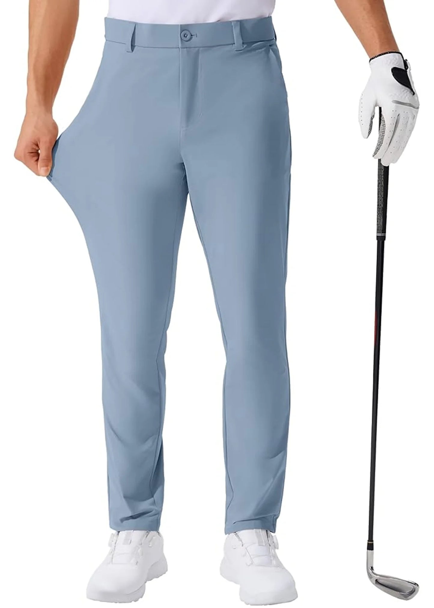 Férfi lezser golfnadrág, rugalmas, vékony, egyenes, könnyű, minőségi üzleti nadrág, golf sportnadrág, 30-34-es belső szárhossz