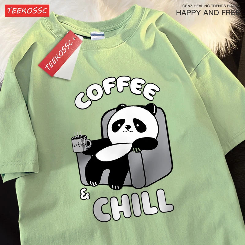 Kávé Panda Élvezi az időt Pólók Férfi Női