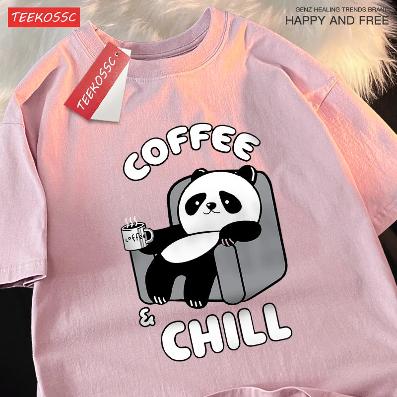Kávé Panda Élvezi az időt Pólók Férfi Női