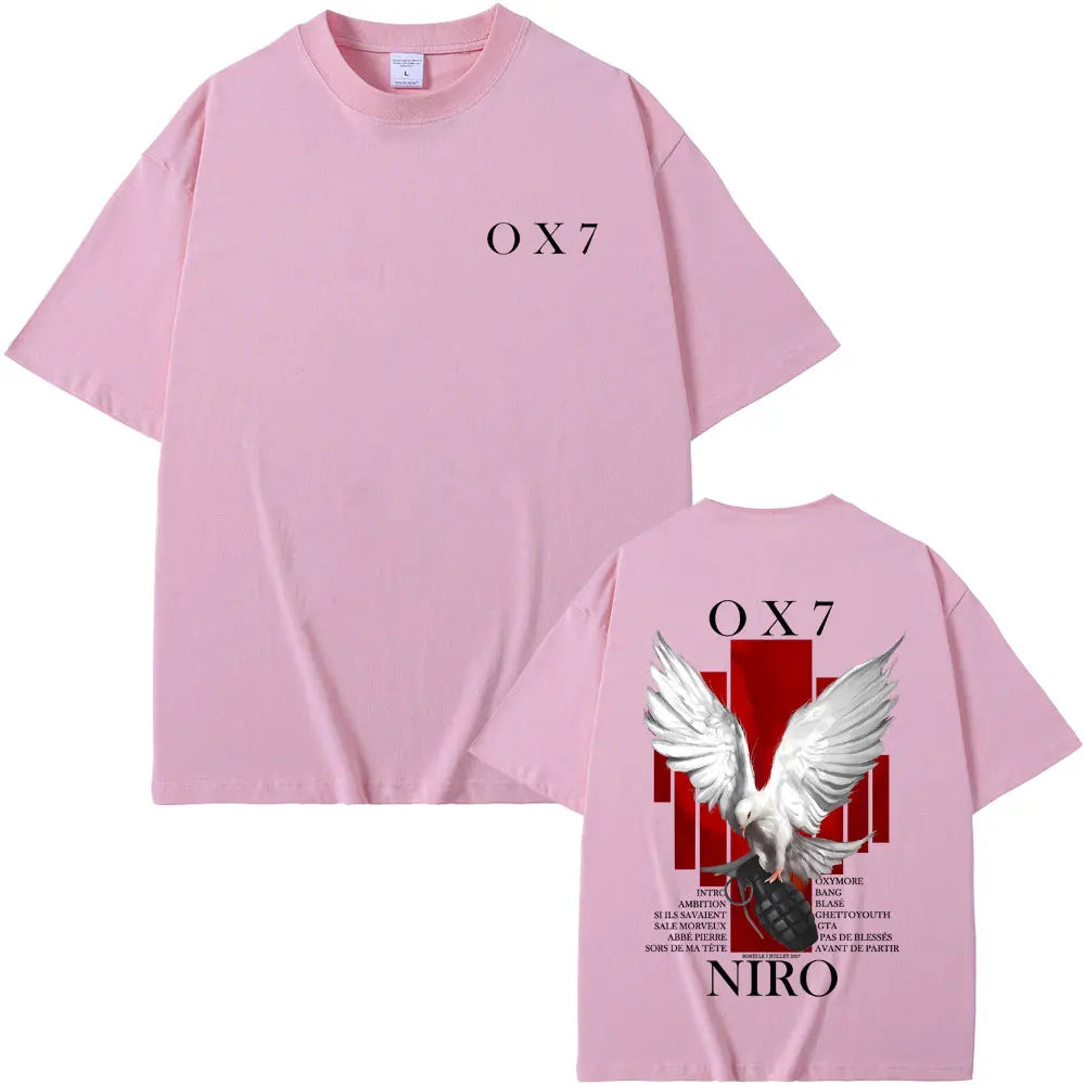 Rapper Niro OX7 album grafikus póló férfi női hiphop divat
