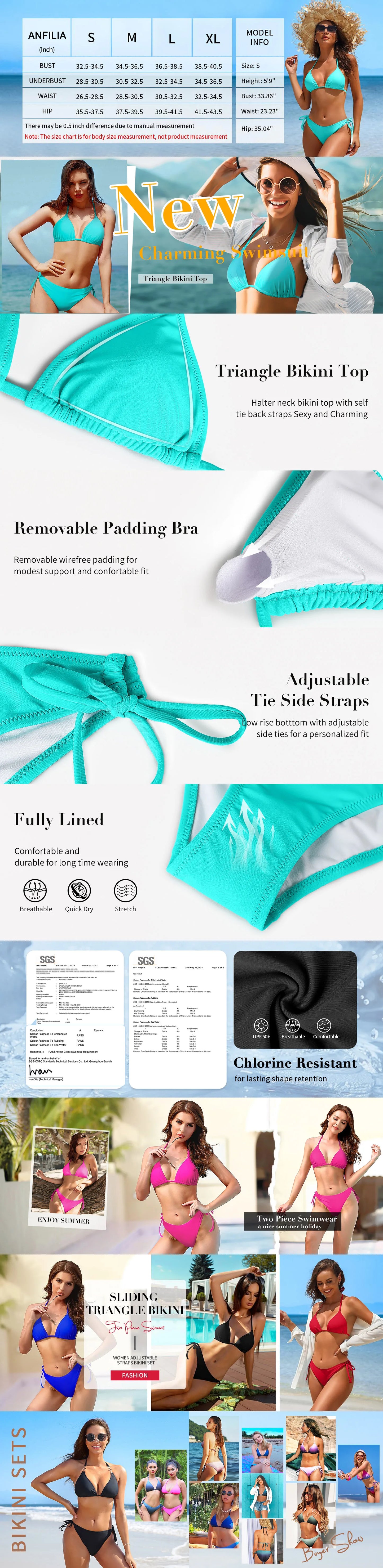 Anfilia női bikiniszett színátmenetes fürdőruha pántnélküli fürdőruha oldalsó kötés fürdőruha szexi bikini