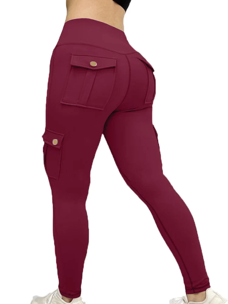 Zsebes edzőnadrág női magas derekú divatos fitnesznadrág vékony, rugalmas, kültéri, kényelmes sportleggings