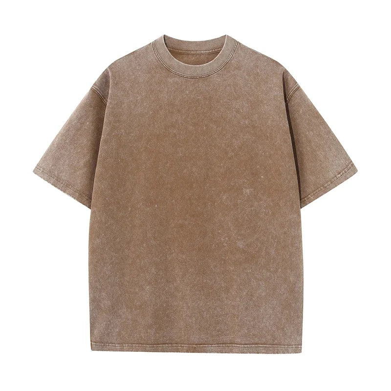 350 g/m²-es férfi  vintage pólók, utcai , retró  pamut, rövid ujjú
