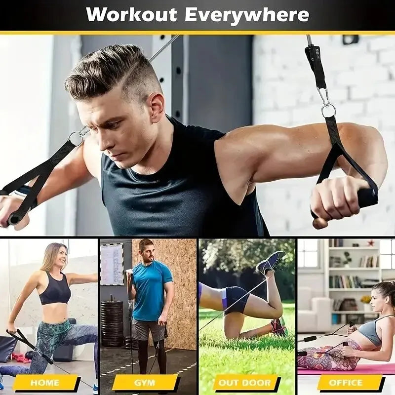 11 db-os TPE ellenállás-szalag szett, fitneszszalag, húzókötél, rugalmas edzőszalag ajtóra akasztható fogantyúkkal, hordtáskával, lábakkal, bokapántokkal