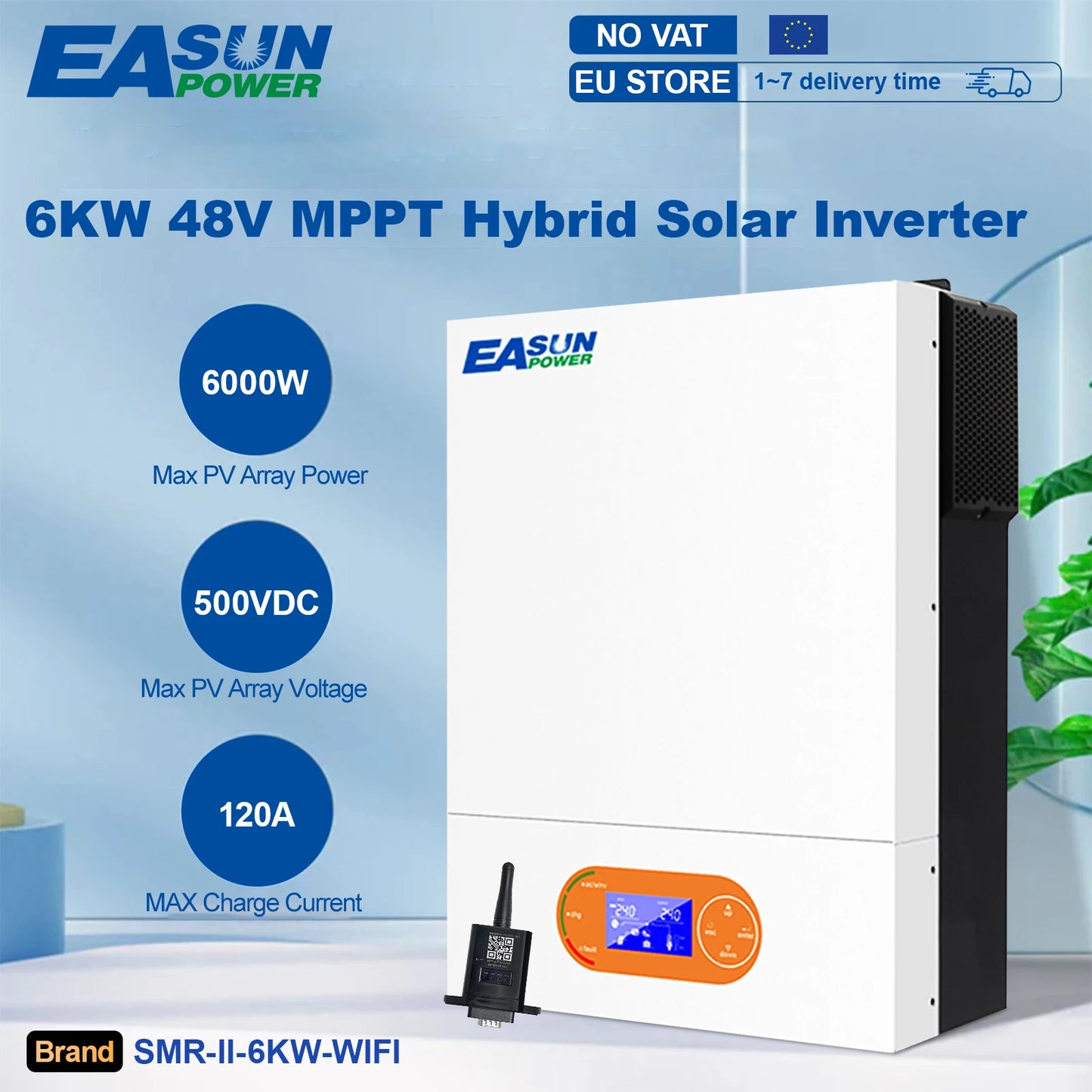 EASUN 6.2KW 4.2KW MPPT hibrid napelemes inverter 48V PV teljesítmény 6500W Off Grid beépített napelemes töltővezérlő 120A tiszta szinusz hullám