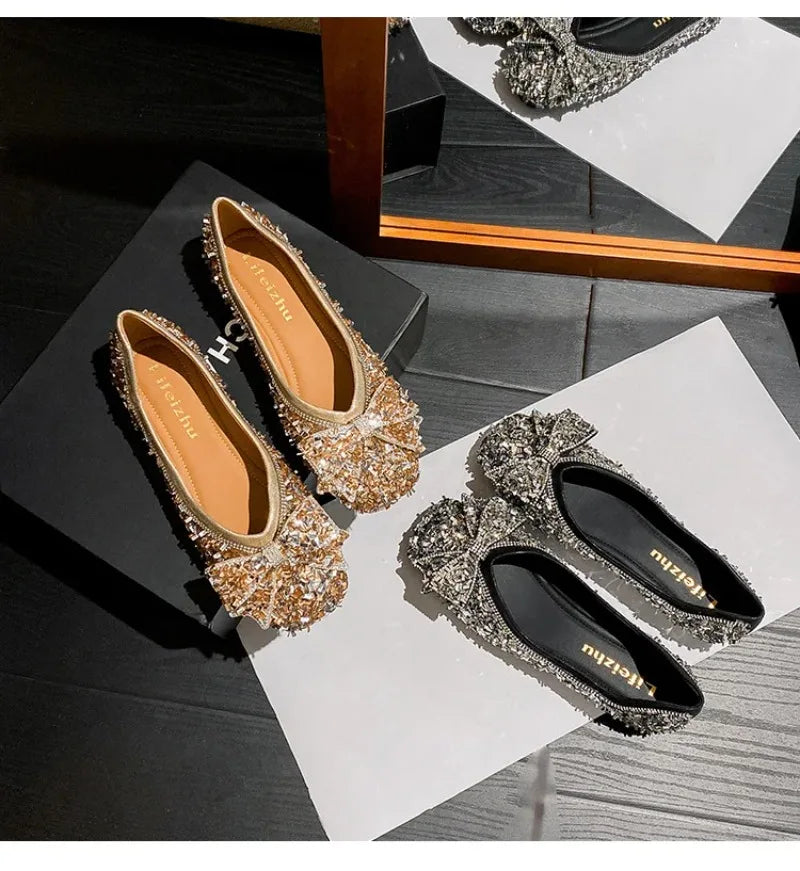 Női cipők, gyönyörű, masnis, alkalmi cipők, női divatos, négyzet alakú, lapos cipő, luxus designer cipők, Zapatos Mujer