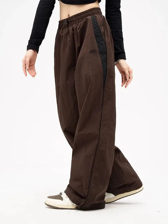 Női lezser, bő, cargo nadrág, húzózsinóros, utcai viselet, laza, túlméretezett, széles szárú, sport, vintage hip-hop, Y2K jogger nadrág