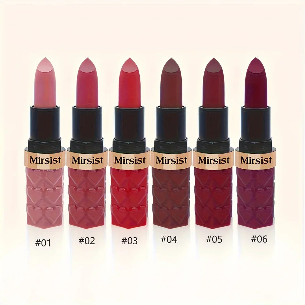[Matt rúzs] 6 színű matt rúzs, könnyedésmentes, vízálló, tartós, nem fakuló rúzs, Love Lipstick