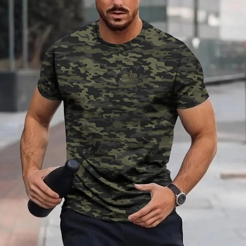 Férfi nyári álcázó mintás, erdei pólók, 4XL méretben