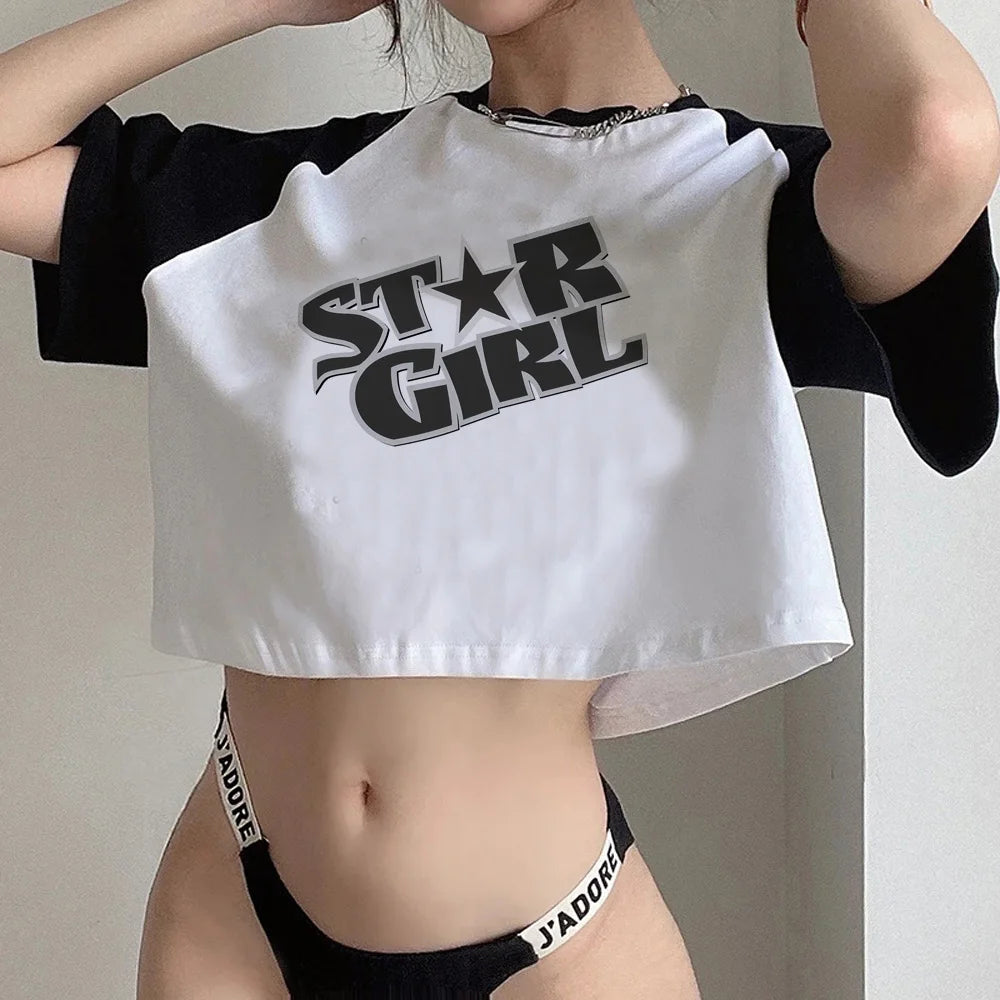 Y2k Star Girl esztétikus giccses crop top Női esztétika kiber Y2k vintage gótikus pólók