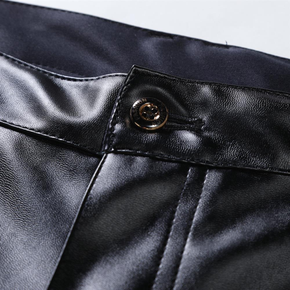 2026 új férfi bőr nadrágok divatos vékony PU nadrágok piros kék fekete szürke fehér pantalones hombre