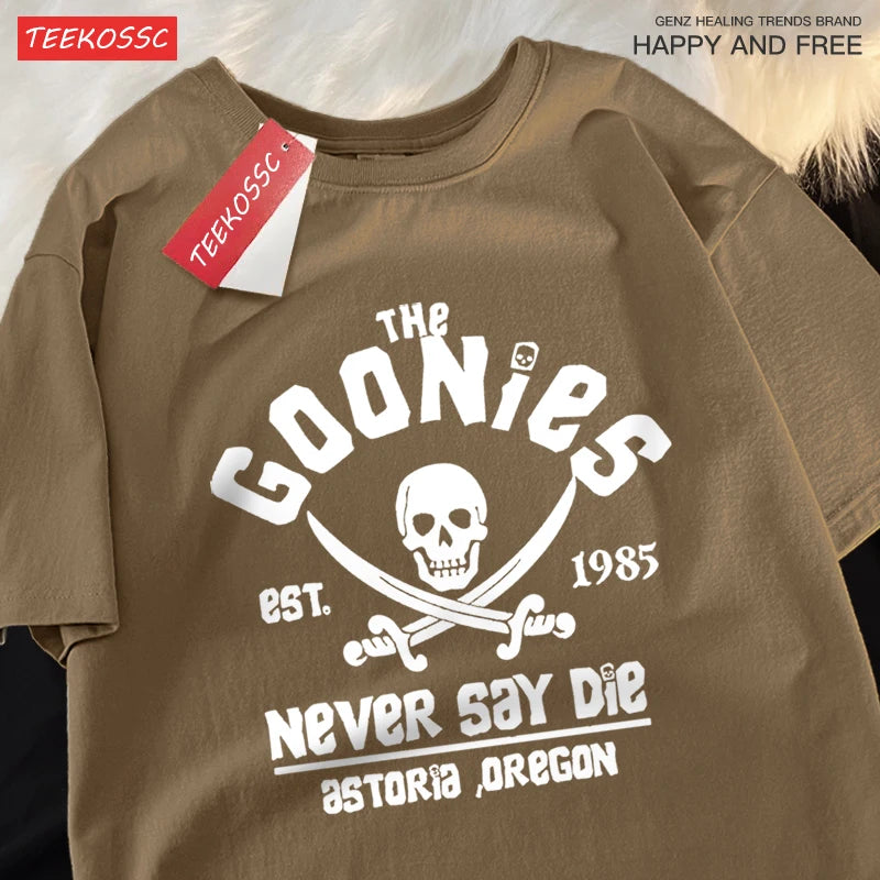 A Goonies Never Say Die pólók Férfi Női Kényelmes, kereknyakú Lélegző pamut Utcai laza páros ruházat