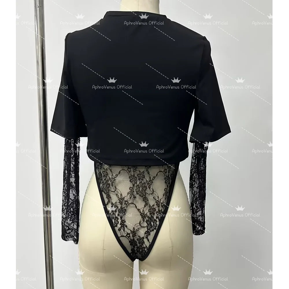 Szexi csipkés body, kétrészes szett, női divatos fehérnemű, Y2K utcai viselet, lezser nyári ruhák, S-XXL méret