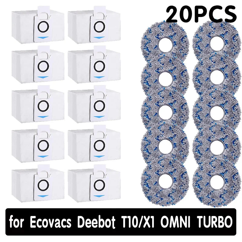 Porzsák Ecovacs Deebot T20 OMNI / T20 / T20 Max / T20 Pro / X1 OMNI / X1 TURBO / T10 OMNI / T10 TURBO porszívókhoz, felmosó kendő tartozékok
