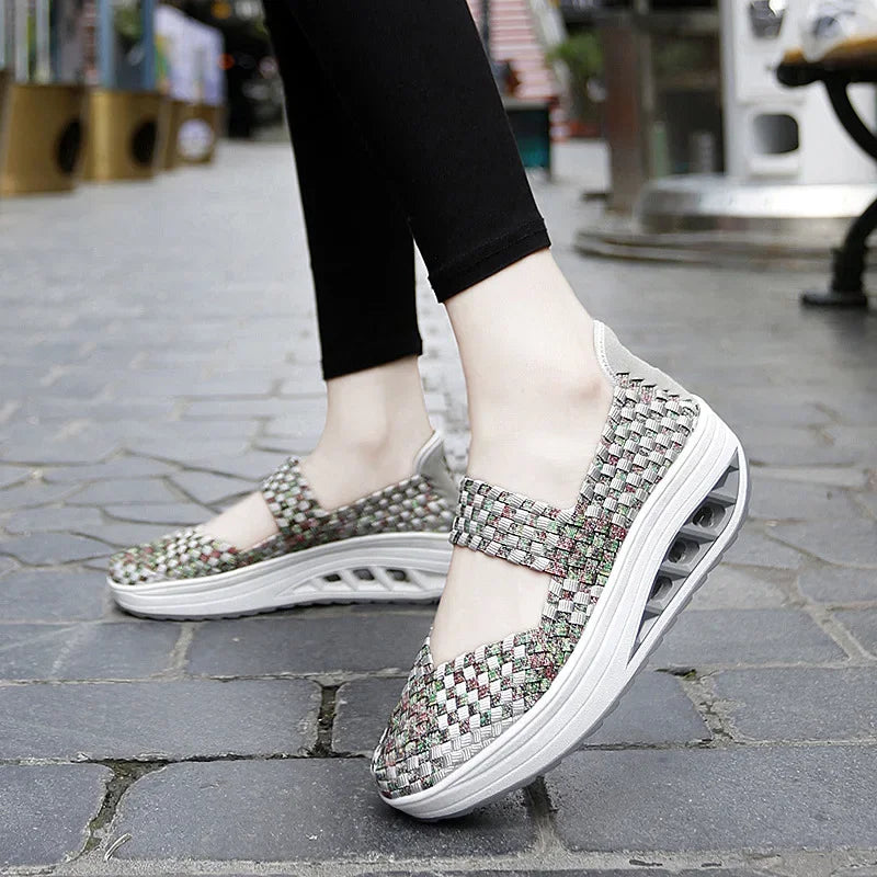 2025 Új Női Cipők Kézzel Szőtt Alkalmi Cipők Vastag Alsó Lélegző Egyszemélyes Szandálok Slip-on Lazy Travel Shoe Chaussure Femme