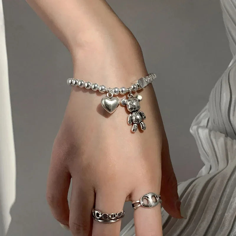 925 Sterling Ezüst Karkötők Női Gyöngyfűzős Kiegészítők Trend Vintage Egyszerű Arany Medál Party Ékszerek