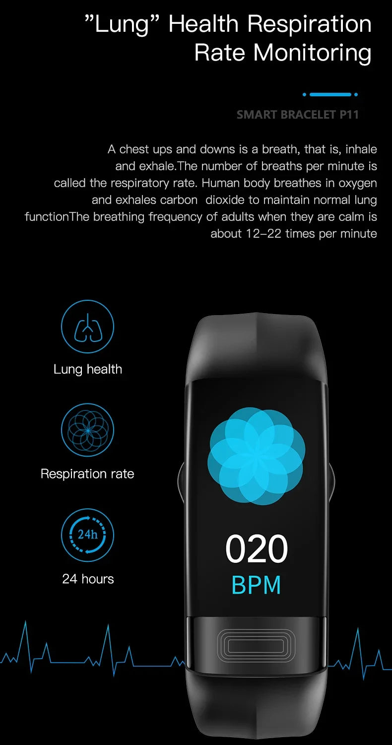 Smartwatch EKG intelligens csuklópánt vízálló P11 Plus intelligens karkötő aktivitáskövető vér oxigén intelligens karkötő fitnesz karkötő