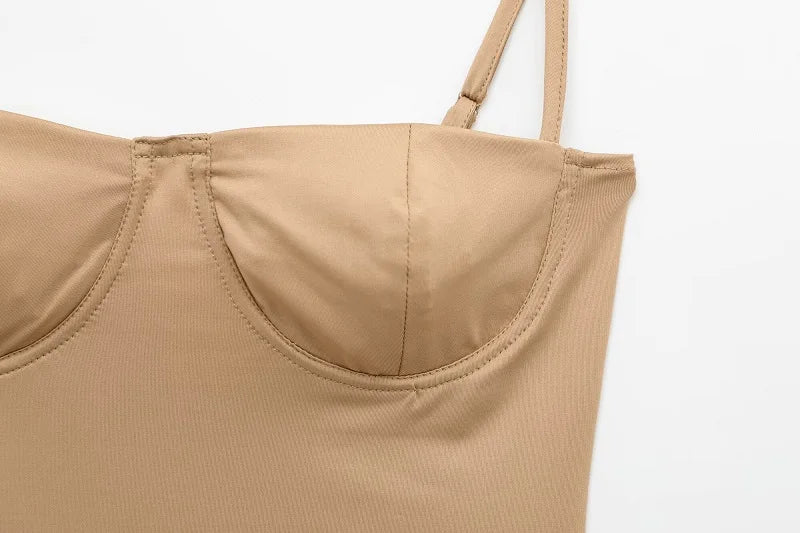 MUJER Szexi szatén body Női Hát nélküli Bustier Top Női Szexi Ruhák Fehérnemű Bodyk Női Ujjatlan Női Top Body