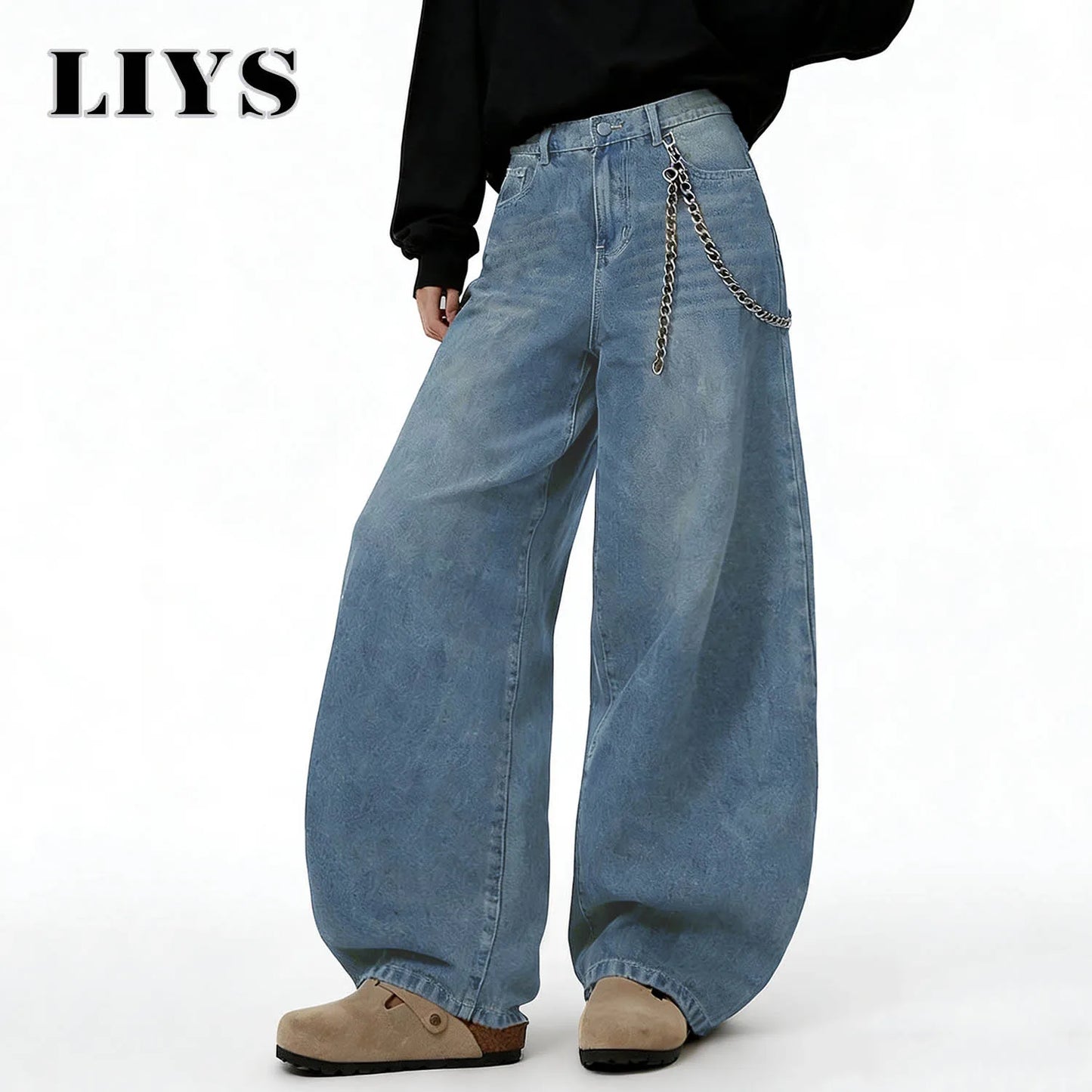 Amerikai retro bő szárú farmernadrág férfi koreai utcai viselet kopott y2k ruházat hétköznapi hétköznapi négy évszak farmernadrág unisex