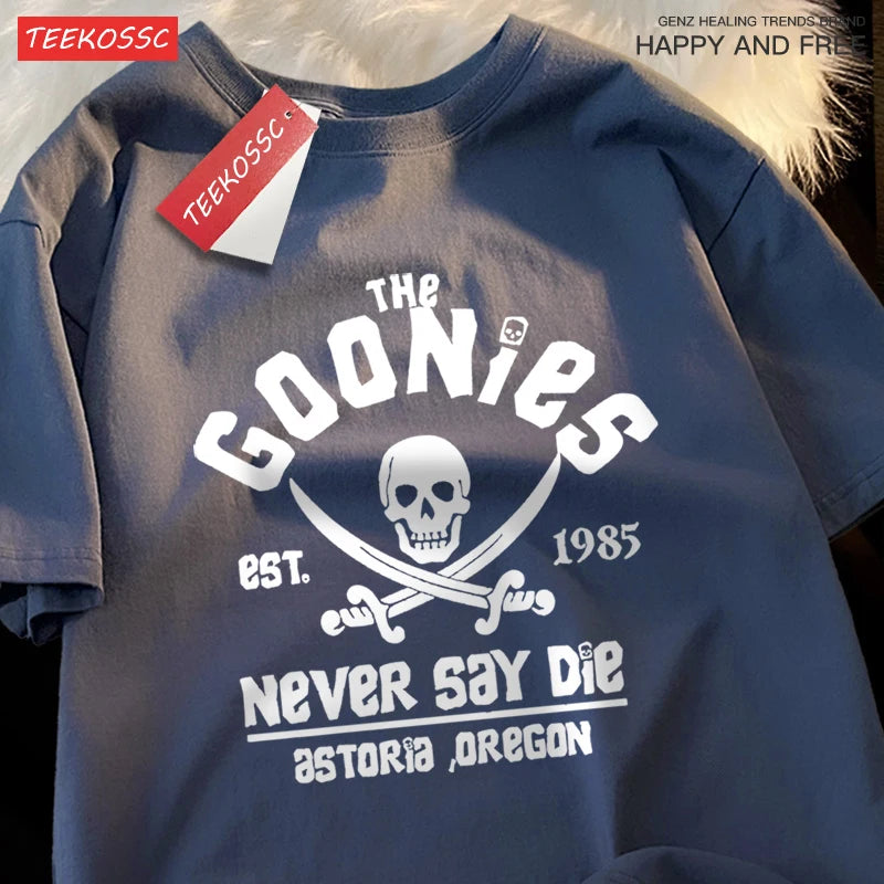 A Goonies Never Say Die pólók Férfi Női Kényelmes, kereknyakú Lélegző pamut Utcai laza páros ruházat
