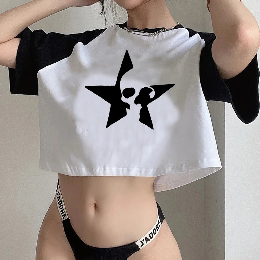Y2k Star Girl esztétikus giccses crop top Női esztétika kiber Y2k vintage gótikus pólók