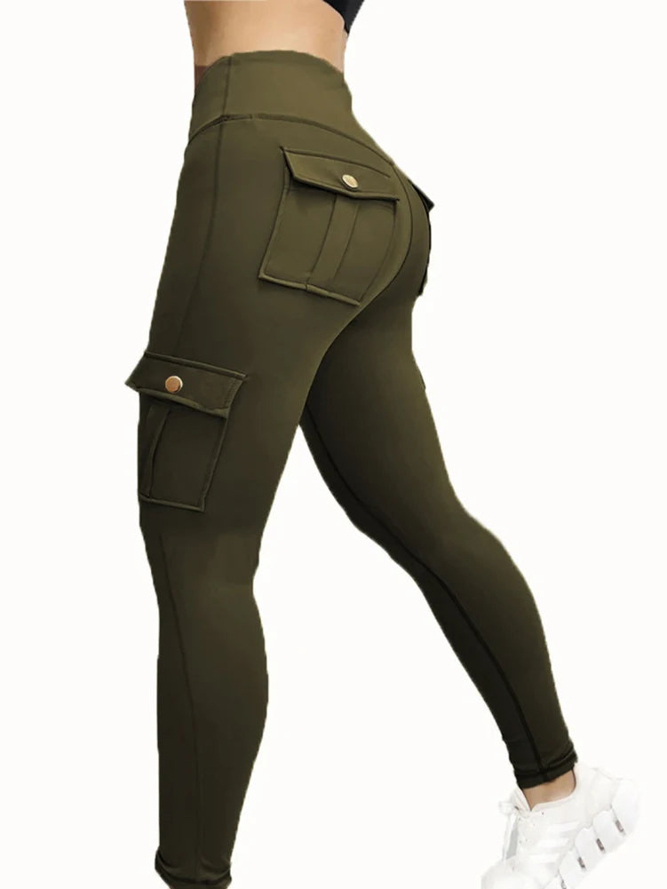 Zsebes edzőnadrág női magas derekú divatos fitnesznadrág vékony, rugalmas, kültéri, kényelmes sportleggings