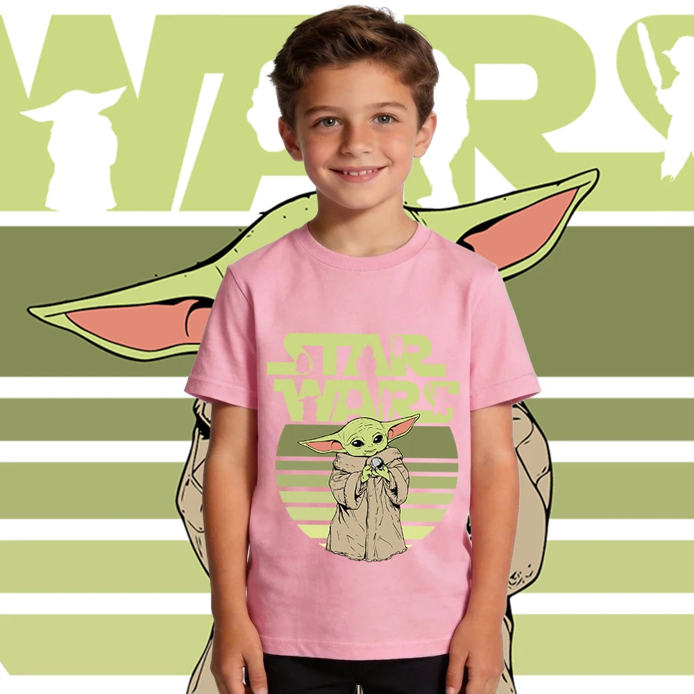 Star Wars Yoda baba Yoda mintás gyerek pamut póló lezser rövid ujjú póló fiúknak és lányoknak kisgyermek nyári felső