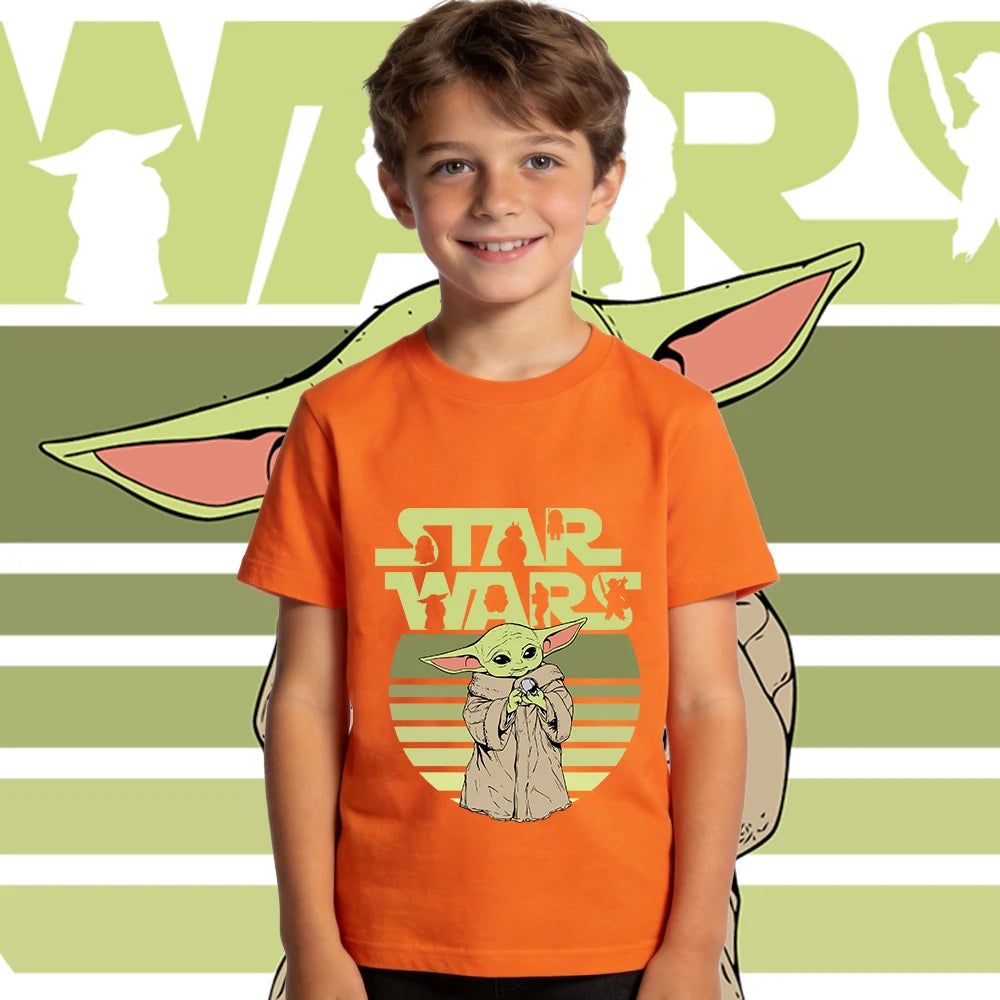 Star Wars Yoda baba Yoda mintás gyerek pamut póló lezser rövid ujjú póló fiúknak és lányoknak kisgyermek nyári felső